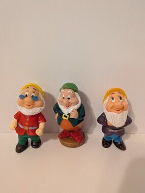 Vintage Disney Seven Dwarfs Squeaky Toys Set Of 3 Disney 1960s Bashful Doc Happy